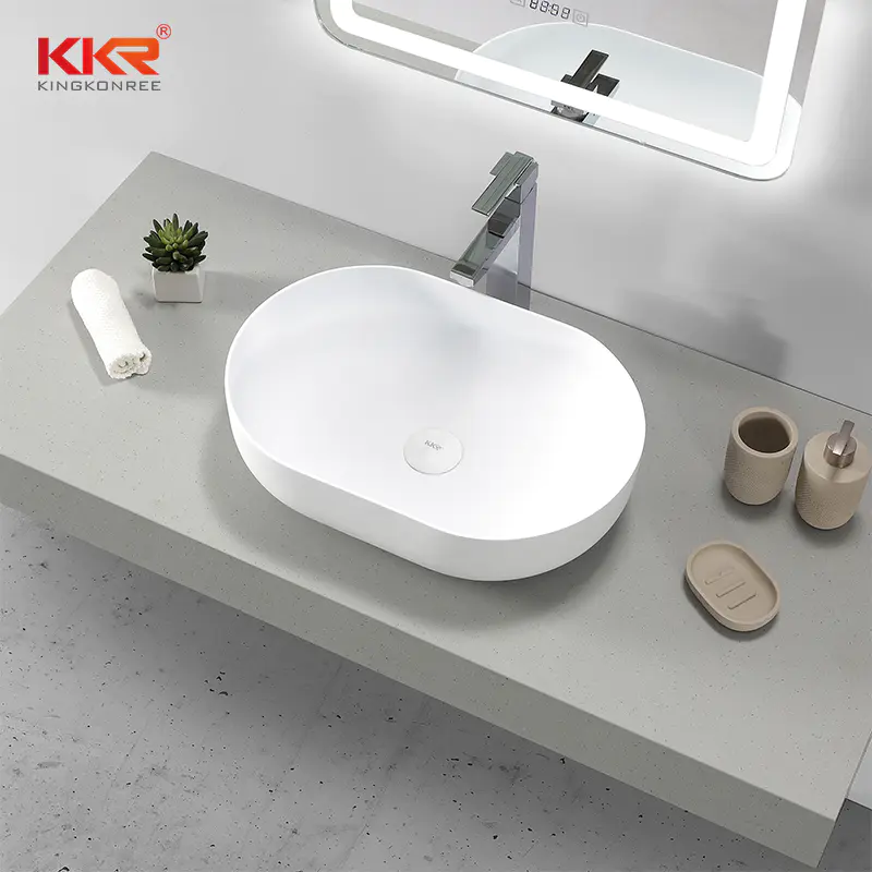 Thin Edge Artificial Marble Acrylic Solid Surface Abover Counter Wash Basin