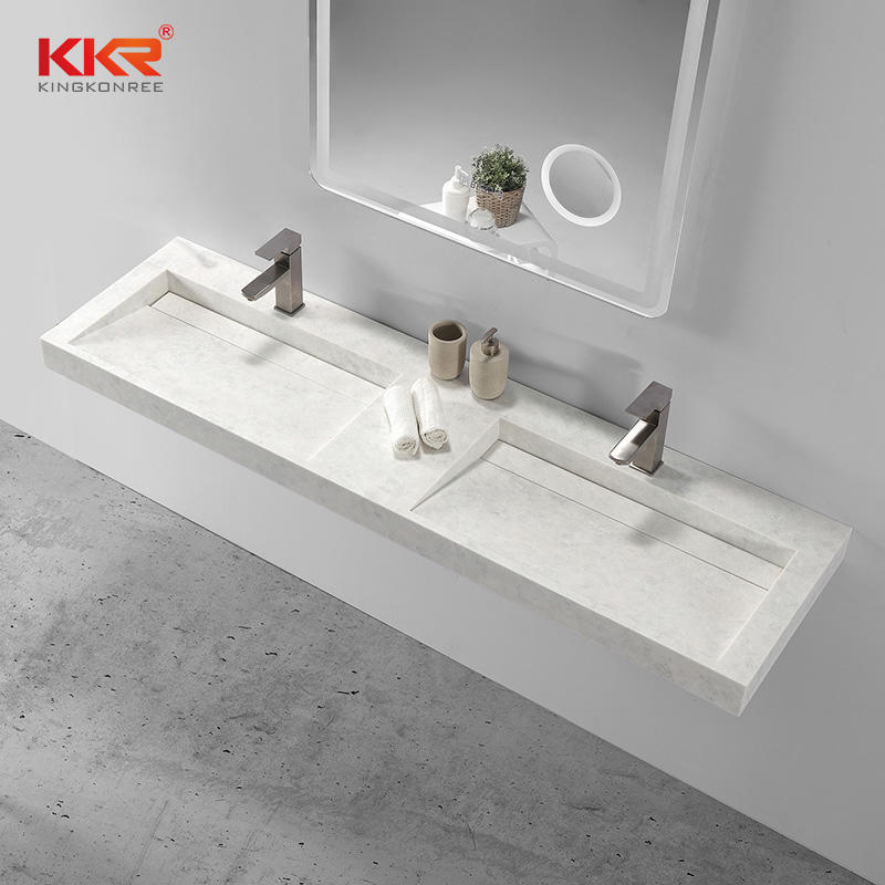 Double Sink Solid Surface Small Slope wall hung basin