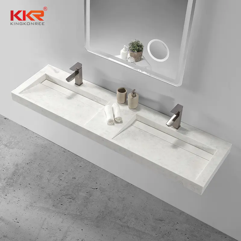 Wall Mounted Double Sink Solid Surface Small Slope Sink