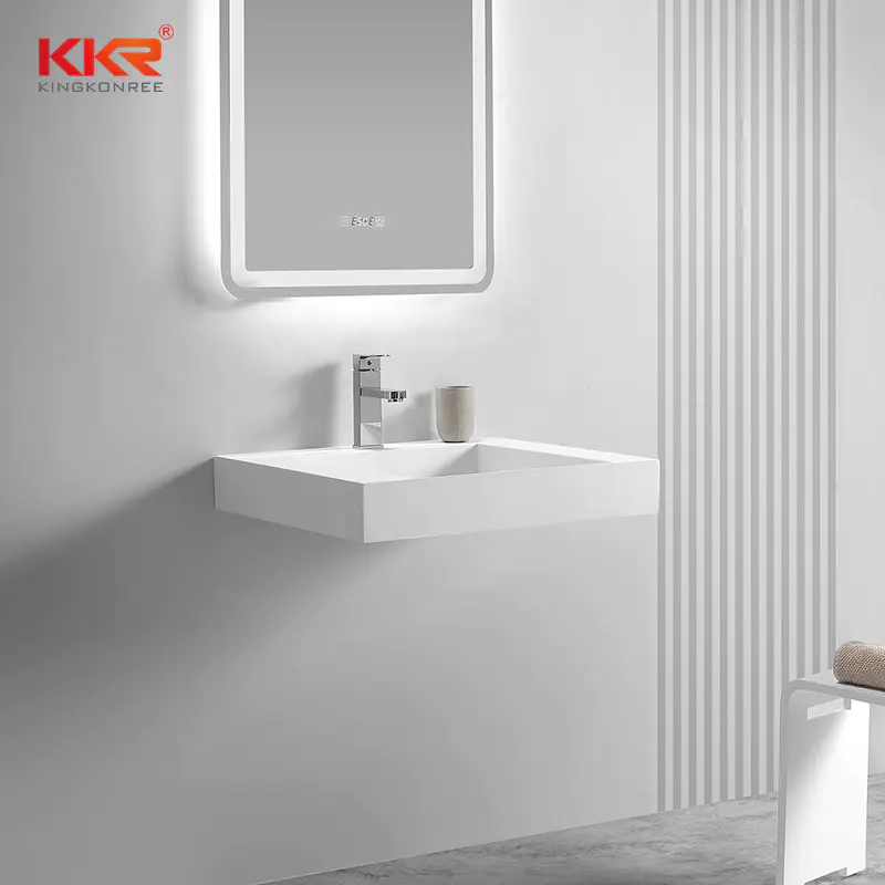 Hot Sales Fashion Design Small Slope Solid Surface Wall Hung Basin in Eurompe Market