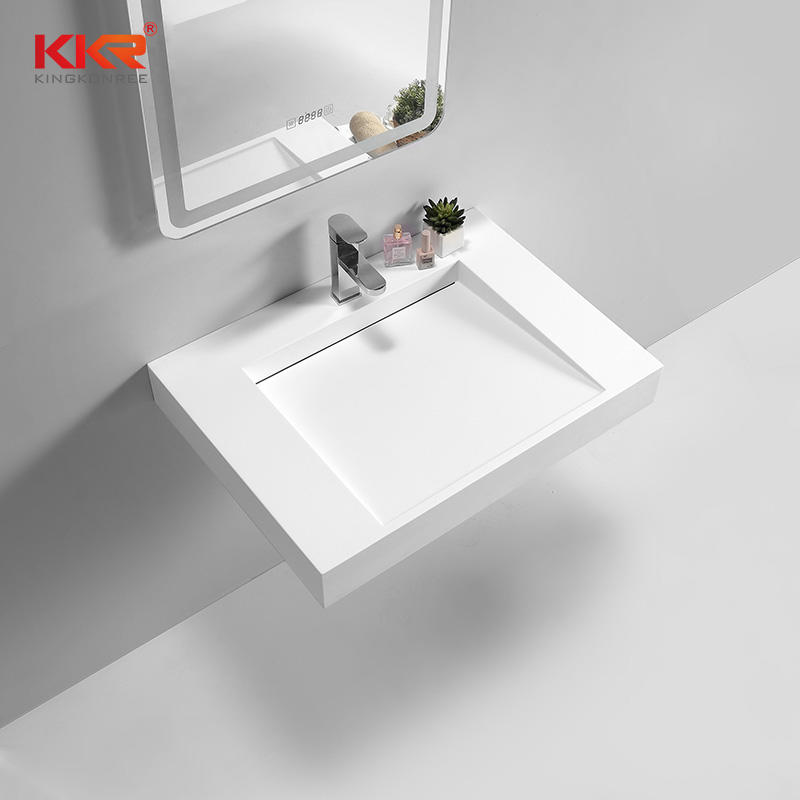 Modern Design Artificial Marble Solid Surface Square Wall Hung Wash Basin