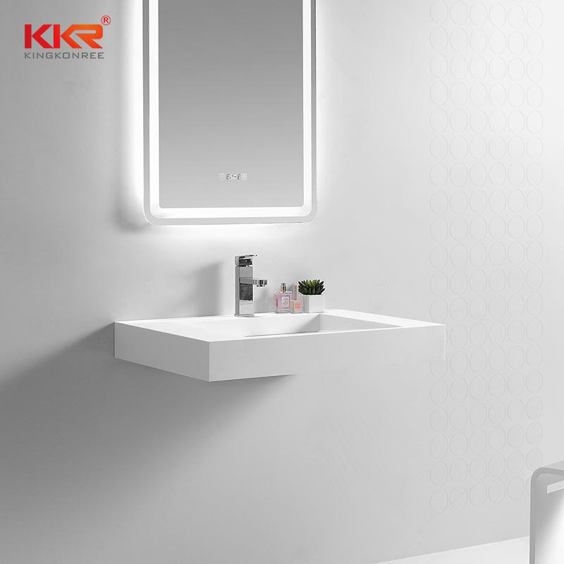 Modern Design Artificial Marble Solid Surface Square Wall Hung Wash Basin