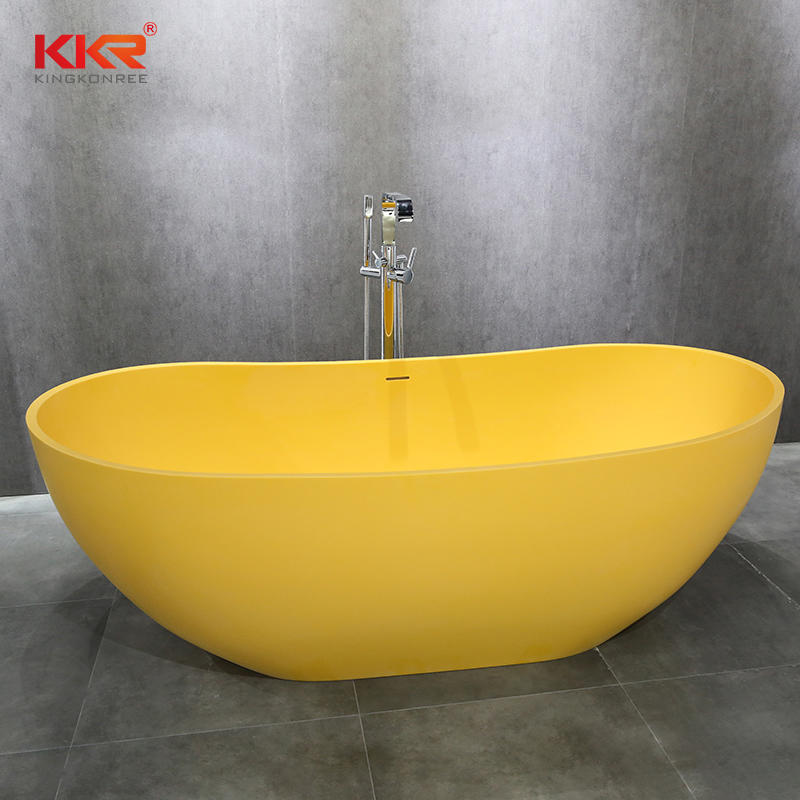 Elegant Composite Resin Stone Solid Surface Yellow Bathtub