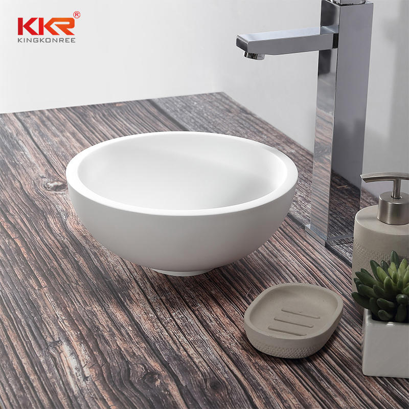 Round Small Size White Solid Surface Wash Basin KKR-1515-3