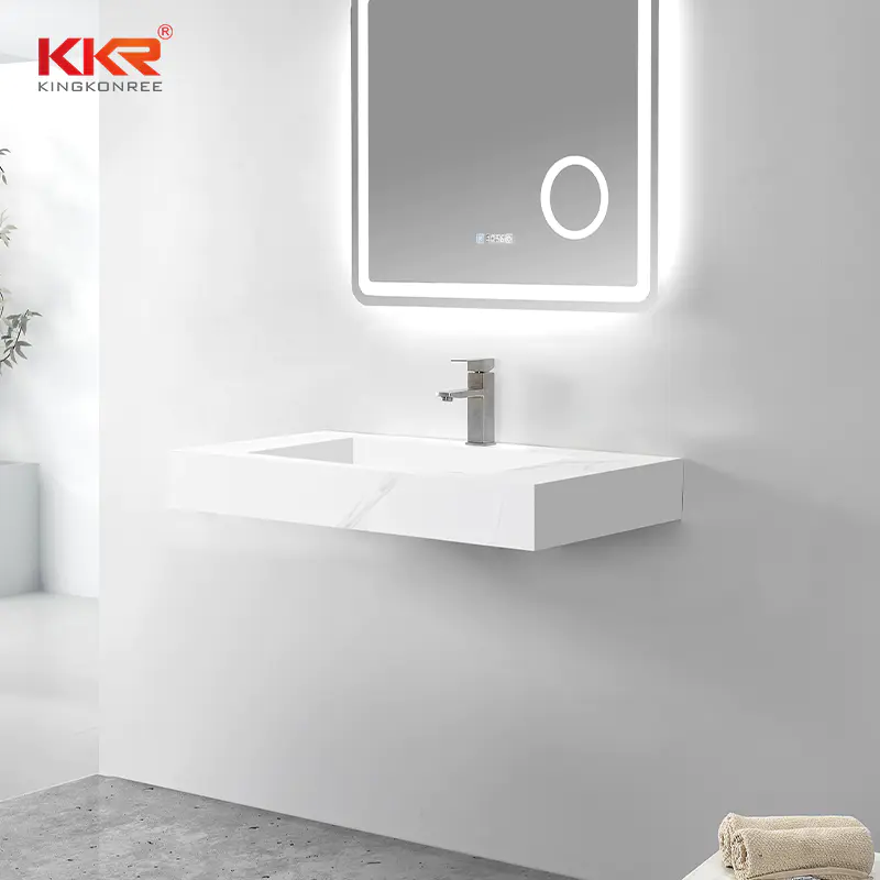 New Color Marble Pattern Solid Surface Wall Hung Basin