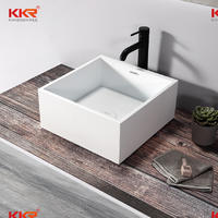 Square Solid Surface Artificial Stone Marble Bathroom Sink Washbasin KKR-1111