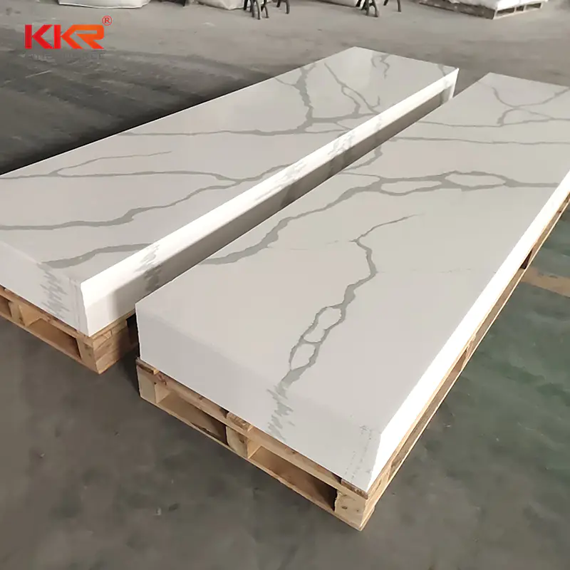 Carrara White Marble Solid Surface Acrylic Resin Stone Sheet KKR-M069