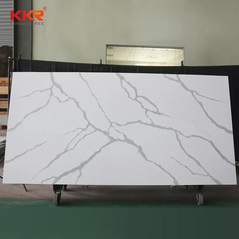 Carrara White Marble Solid Surface Acrylic Resin Stone Sheet KKR-M069