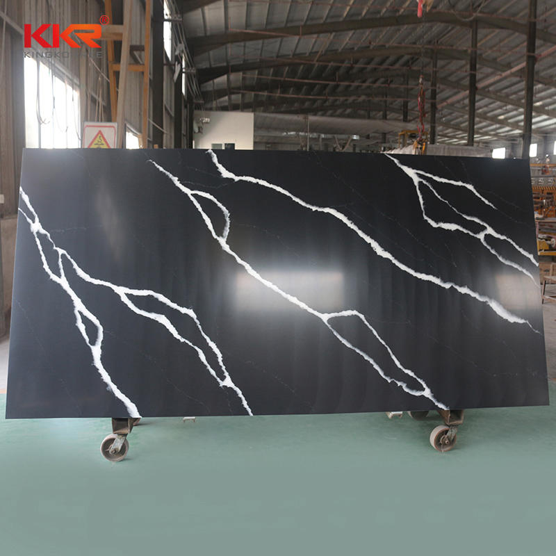 New Color Launch Artificial Marble Black Stone White Texture Solid Surface Sheets KKR-M071