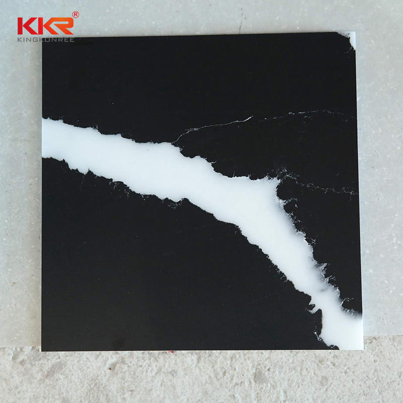 New Color Launch Artificial Marble Black Stone White Texture Solid Surface Sheets KKR-M071