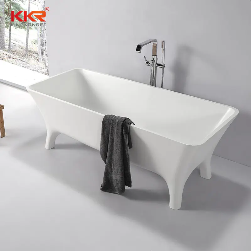 Newly Artificial Marble Stone Acrylic Solid Surface Bathtub With Four Legs KKR-B103
