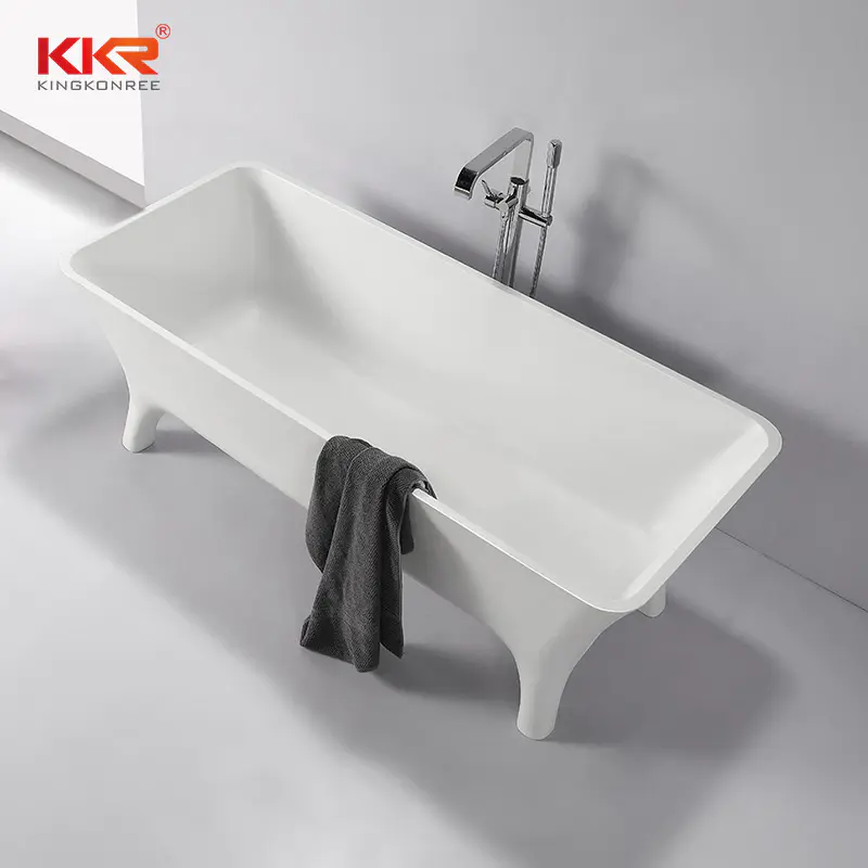 Newly Artificial Marble Stone Acrylic Solid Surface Bathtub With Four Legs KKR-B103