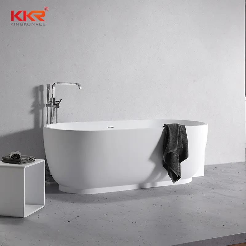 KKR High Quality Solid Surface Bathtub Standing Against The Wall For Hotel KKR-B106