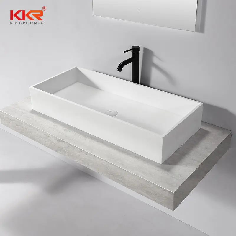 Classic Design Rectangle Solid Surface Above Countertop Wash Basin KKR-1114