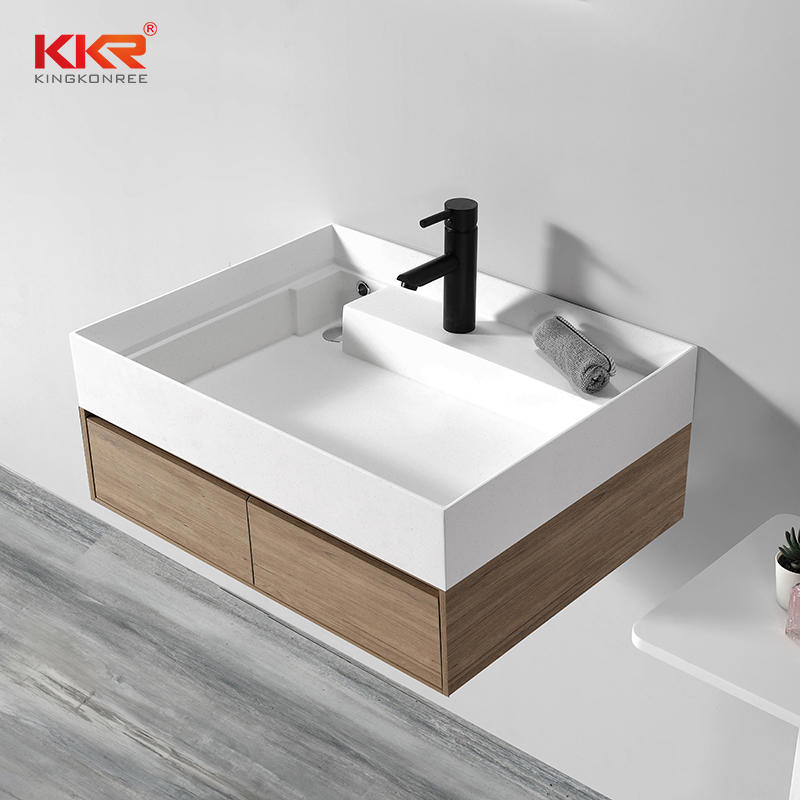 Newly Customized Design Solid Surface Wall Hung Cabinet Basin KKR-1801