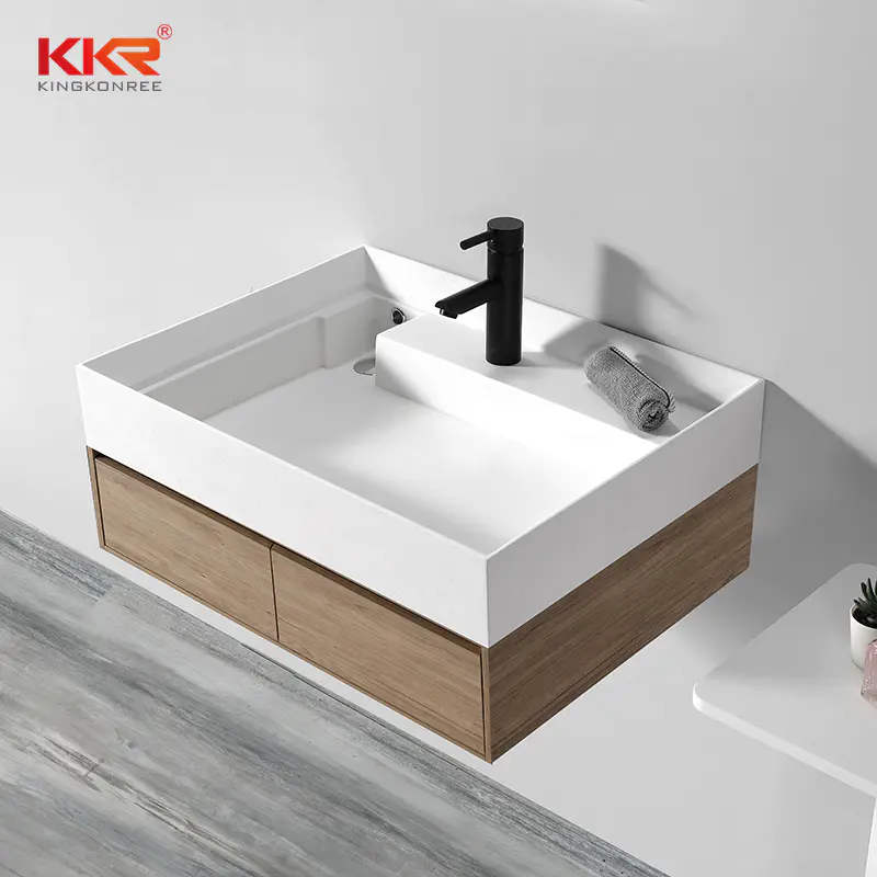 Newly Customized Design Solid Surface Wall Hung Cabinet Basin KKR-1801
