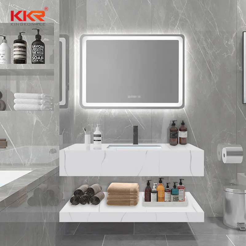 Black Marble White Texture Pattern Solid Surface Bathroom Vanity Basin KKR-M8858