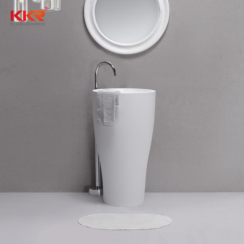Deluxe Round Artificial Marble Stone Solid Surface Freestanding Basin for 5 Star Hotels KKR-1902