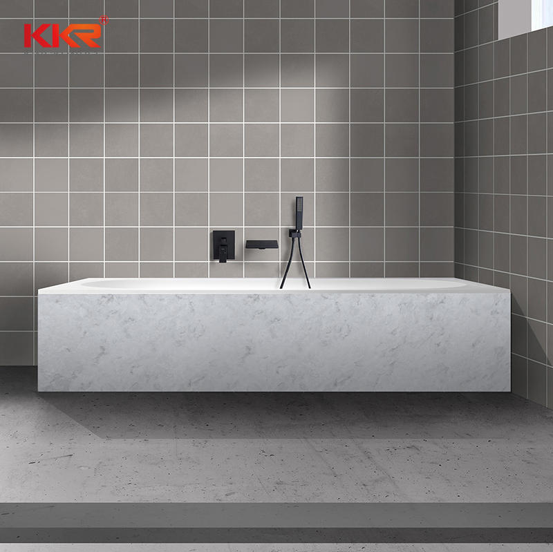 Marble Stone Texture Pattern Solid Surface Freestanding Soaking Bath Tub Built-in Bathtub KKR-B107