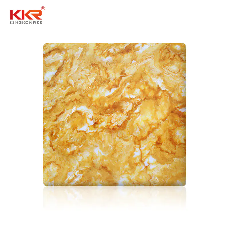 Yellow Marble Pattern Solid Surface Acrylic Stone Slabs Translucent Sheets KKR-A108