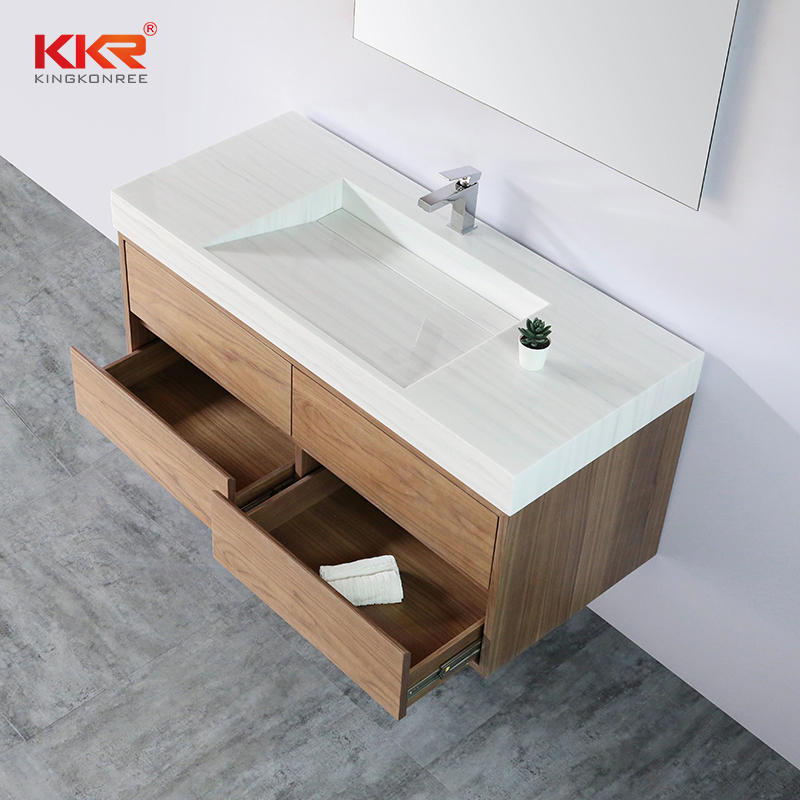 High-end Solid Surface Bathroom Vanity Wash Basin for 5 Stars Hotel Cabinet Basin 001