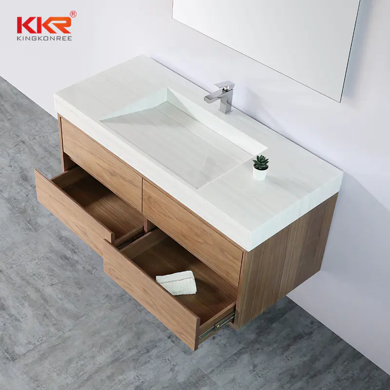 High-end Solid Surface Bathroom Vanity Wash Basin for 5 Stars Hotel Cabinet Basin 001
