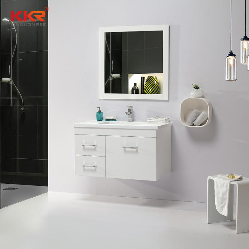 The Whole Set Modern Designs Solid Wood With White Painting Bathroom Cabinets Vanity KKR-702CH