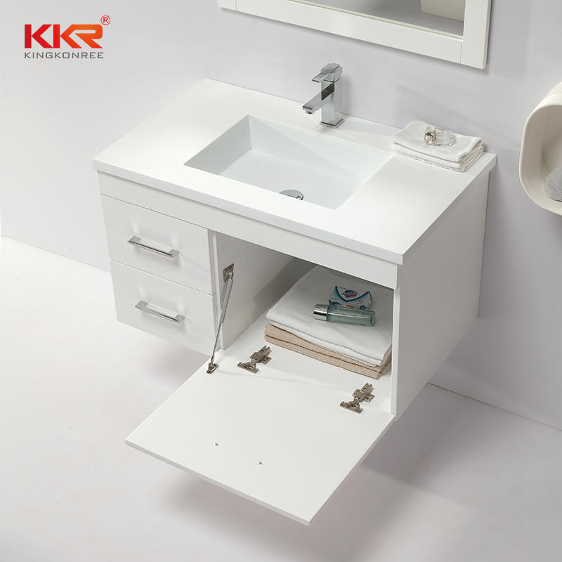 The Whole Set Modern Designs Solid Wood With White Painting Bathroom Cabinets Vanity KKR-702CH