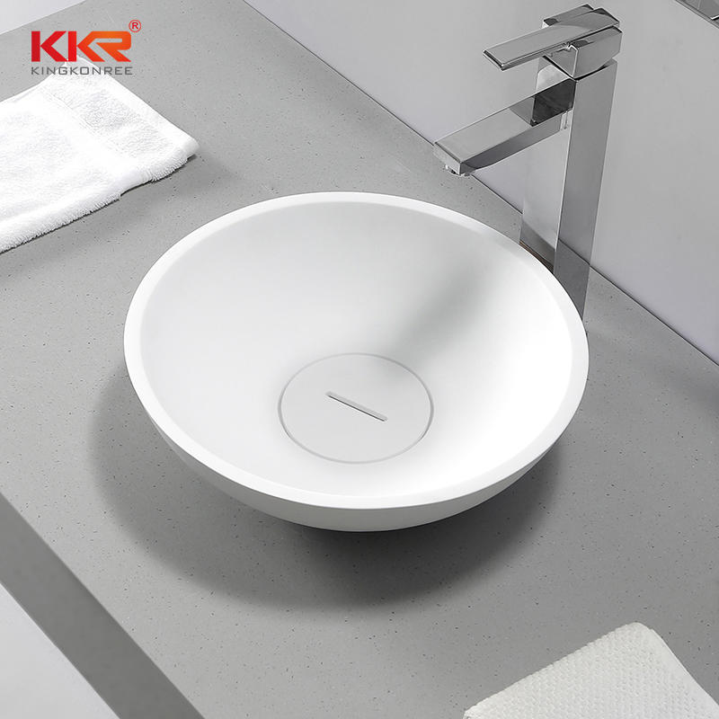European Design Hot Sales Solid Surface Round Above Counter Wash Basin KKR-1513-A