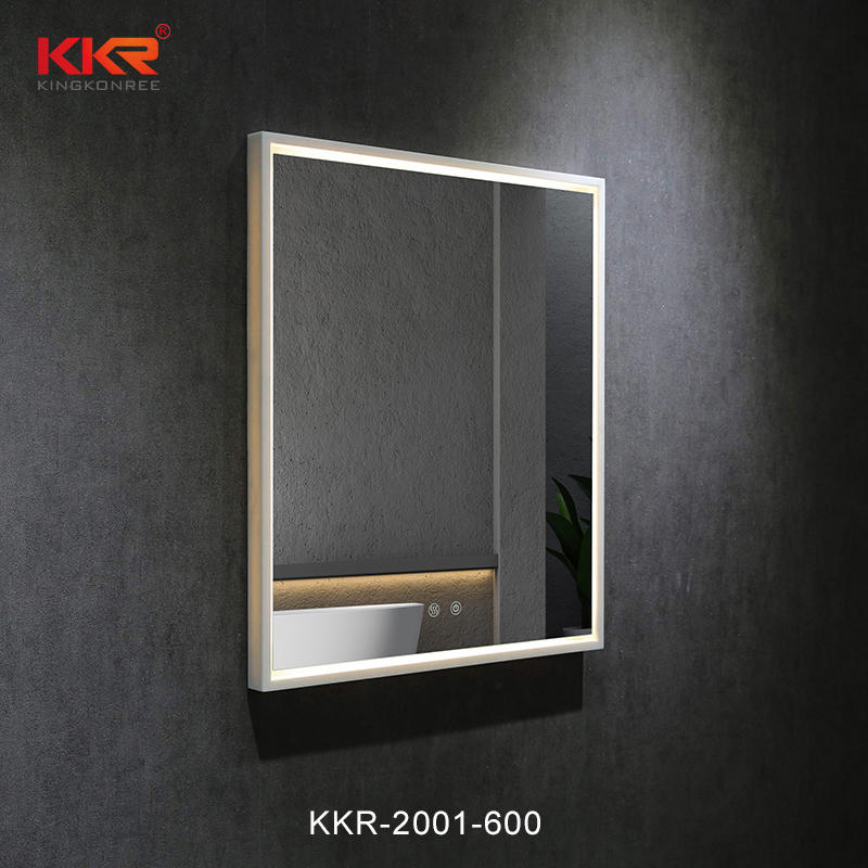 Top Quality Customize Bathroom Furniture Solid Surfce Frame Wall Hung Led Mirrored