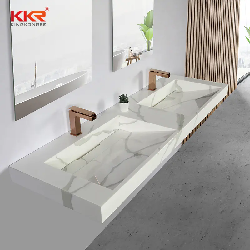 Natural Marble Pattern Artificial Stone Solid Surface Bathroom Vanity Sink in Color KKR-M069