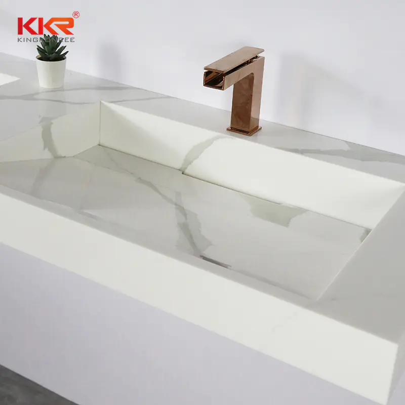 Natural Marble Pattern Artificial Stone Solid Surface Bathroom Vanity Sink in Color KKR-M069