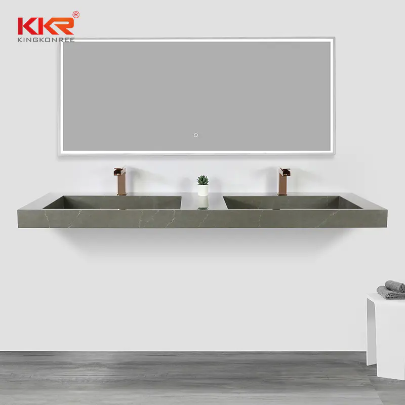 Newly Slope Design Artificial Stone Solid Surface Texture Marble Bathroom Vanity Basin KKR-M072