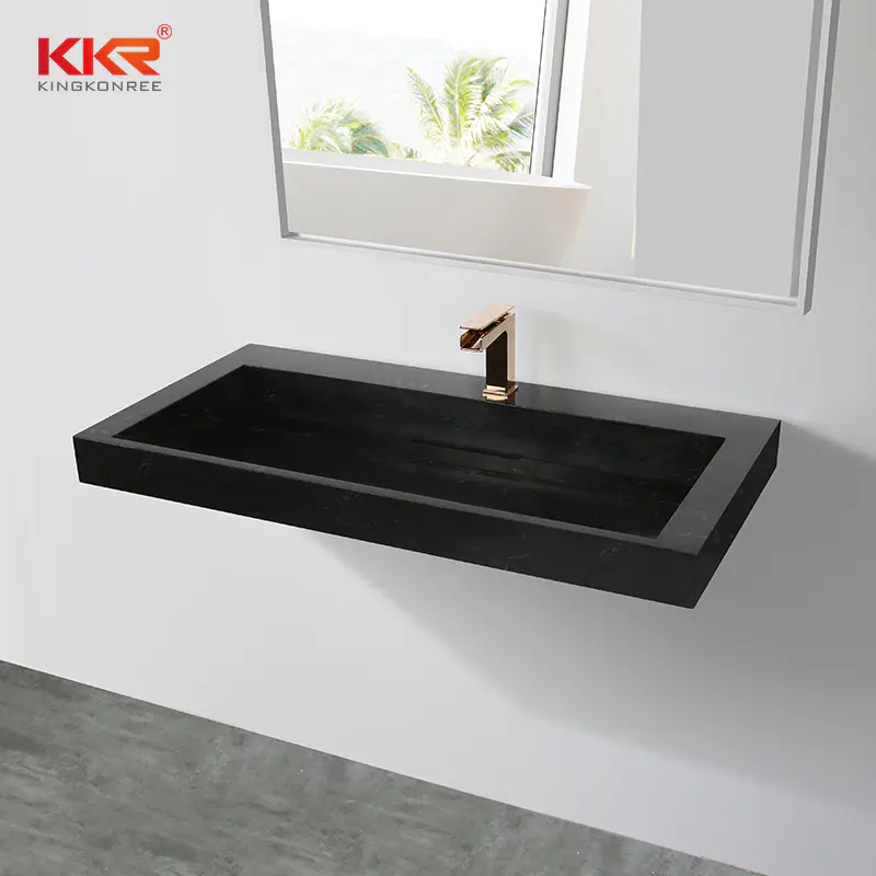 KKR Marble Pattern Wash Basin Modified Acrylic Solid Surface Wall Hung Bathroom Basins Bathroom Sink KKR-M7807