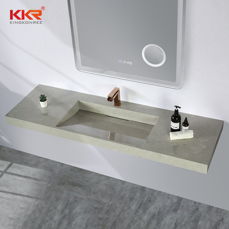 Fabricated solid surface bathroom vanity sinks with single or double sink bowls KKR-M8861