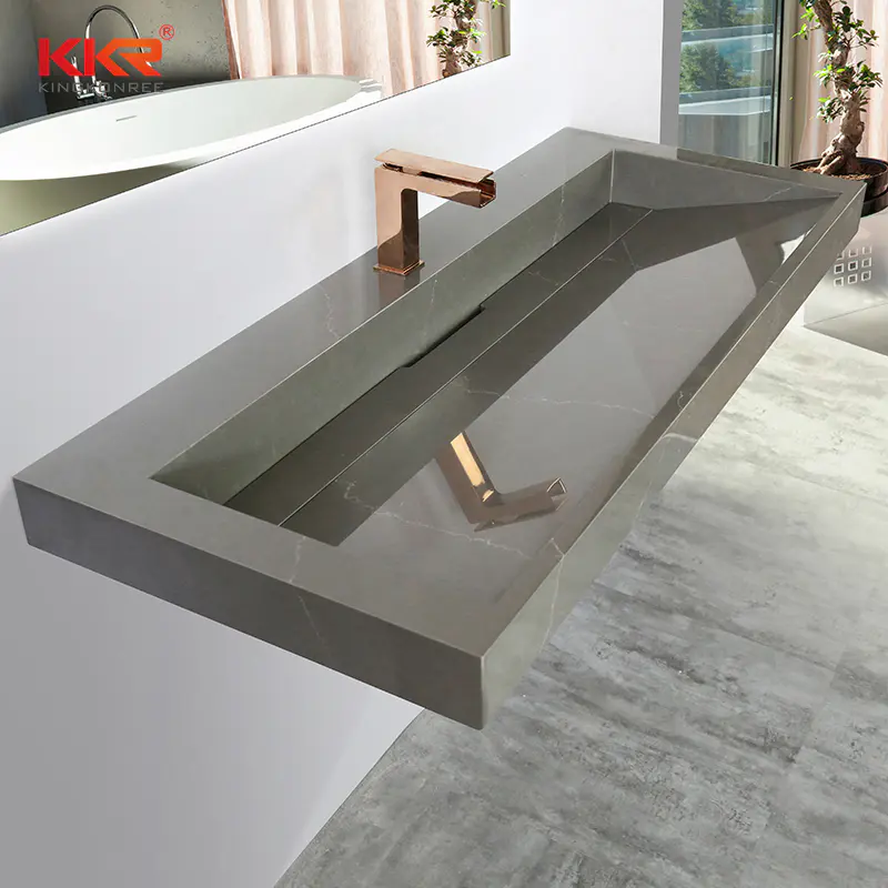 KKR Hot Selling Marble Color Solid surface vanity sink hotel project bathroom modern design sinks KKR-M072