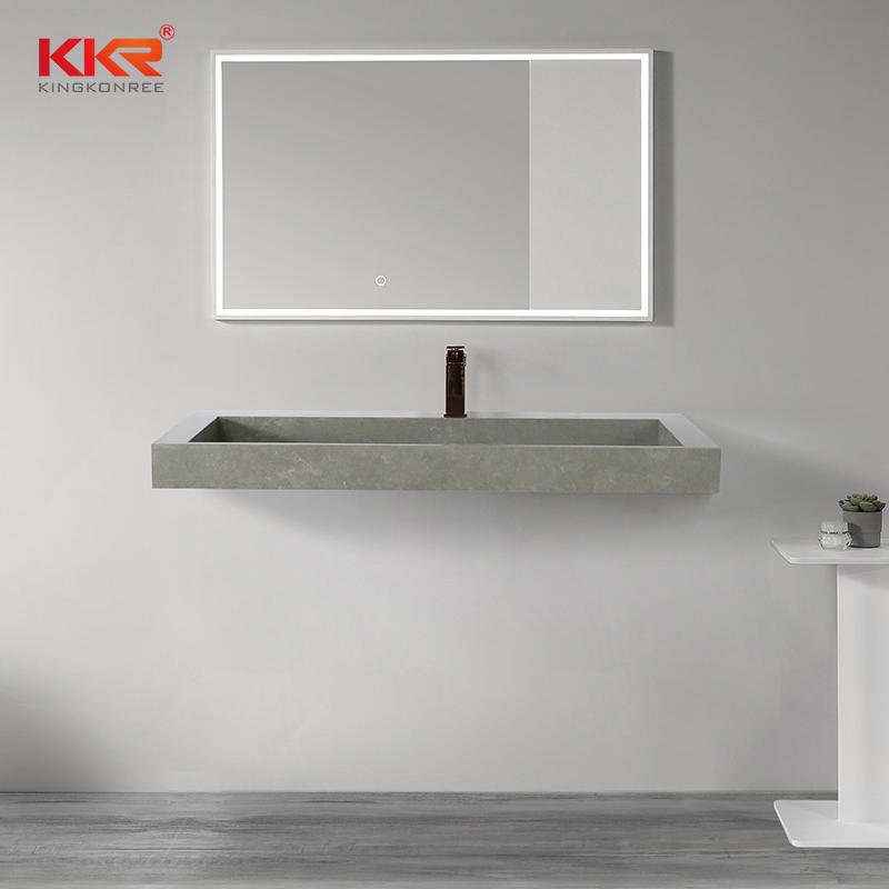 KKR Professional Grey Solid Surface Bathroom Marble Stone Sink Basin for Hotel KKR-M5807
