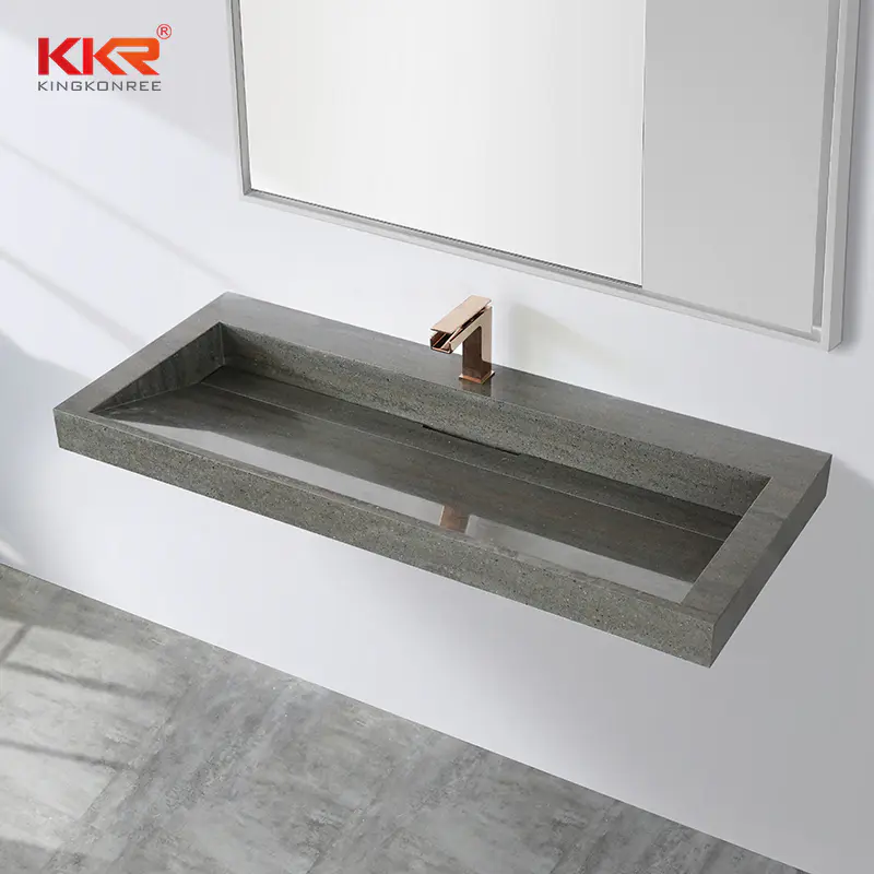 Color KKR-M8873 Marble-looking Vanity Sinks Solid Surface Stone Sinks Bathroom Hand Washing Basins