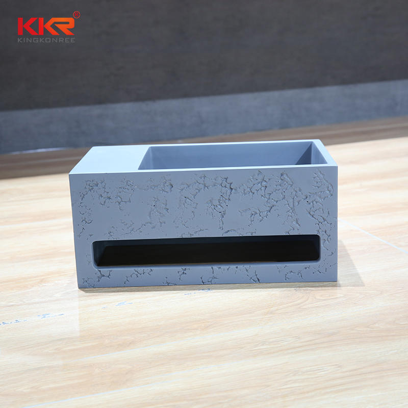 Acrylic Solid Surface Freestanding Basin Resin Stone Freestanding Basin With Carving KKR-1105-A