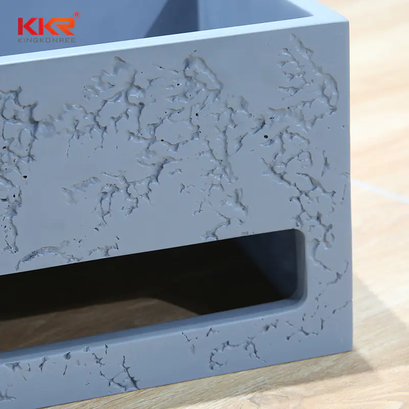 Acrylic Solid Surface Freestanding Basin Resin Stone Freestanding Basin With Carving KKR-1105-A