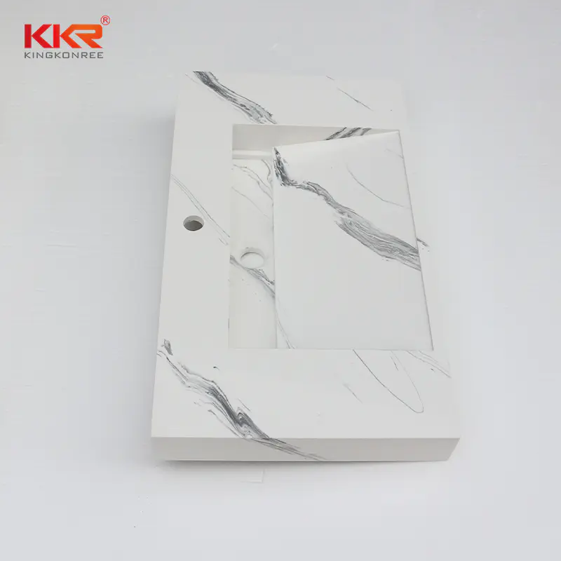 Marble Veining Solid Surface Stone Vanity Sinks KKR-M8819