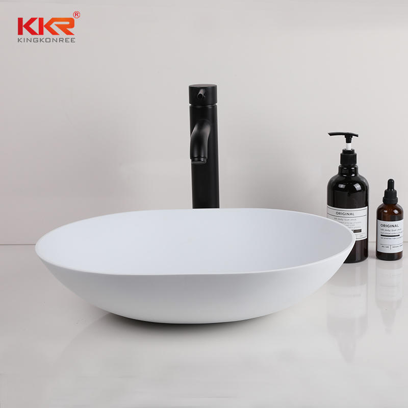 White Countertop Sinks Solid Surface Wash Basin Bathroom Sink For Sanitary Ware KKR-1002
