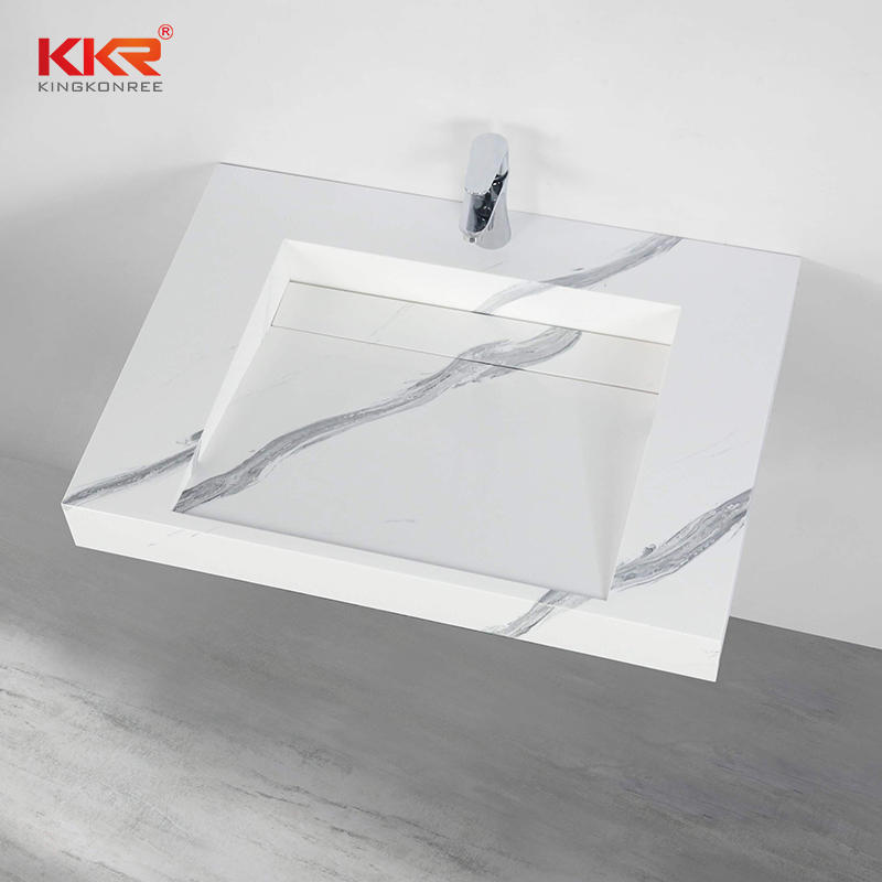 Marble Pattern Bathroom Artificial Stone Solid Surface Wall Hang Basin Solid Surface Toilet Basin KKR-USVS-30 - 8819