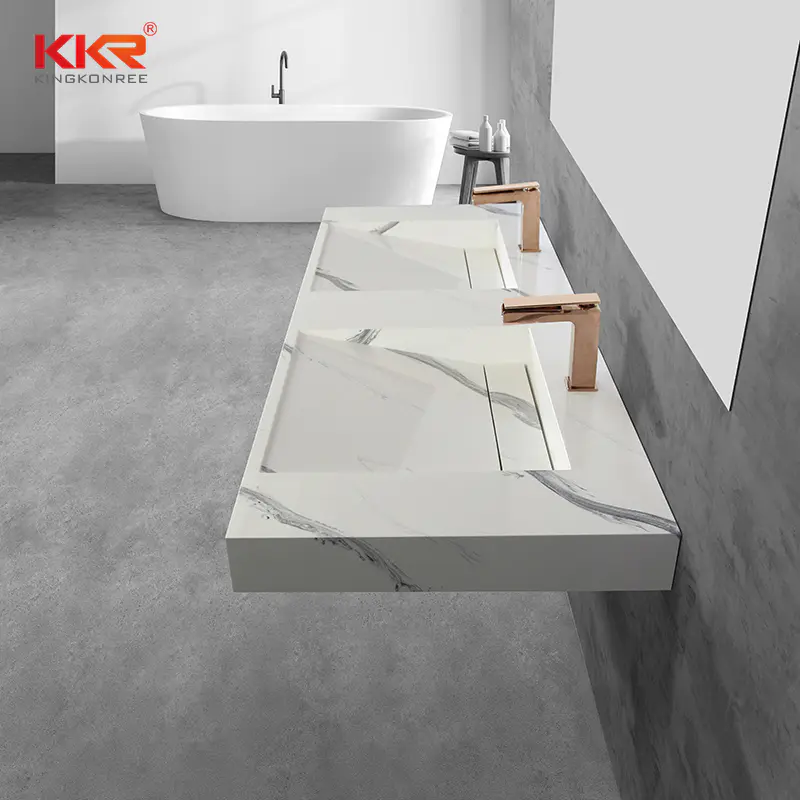 KKR Marble Pattern Wash Basin Modified Acrylic Solid Surface Wall Hung Bathroom Basins Bathroom Sink KKR-USVS-60D - 8819