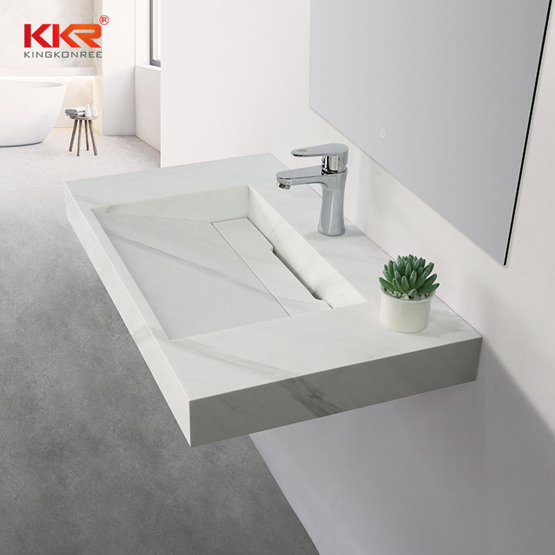KKR Artificial Stone Resin Basins Solid Surface Lavabo Bathroom Wall Mounted Wash Basin M8868-400