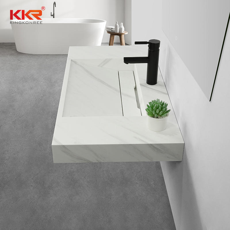 KKR Acrylic Solid Surface Wall Hung Sink Bathroom Stone Basin Sink M8868-900