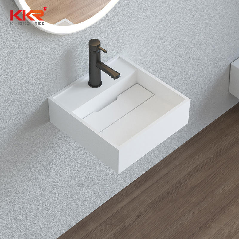 Solid Surface Cabinet Basin Artificial Stone Bathroom Vanity Wall Hung Basin KKR-1117