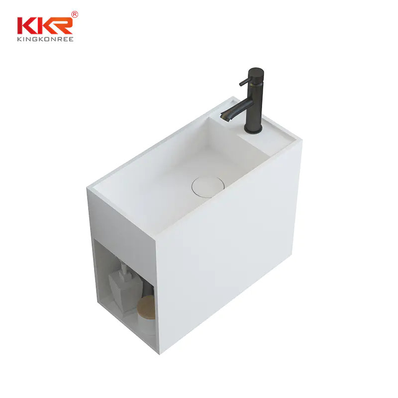 KKR Luxury White Basin Solid Surface Wall Hung Portable Stone Basin Sink KKR-1118
