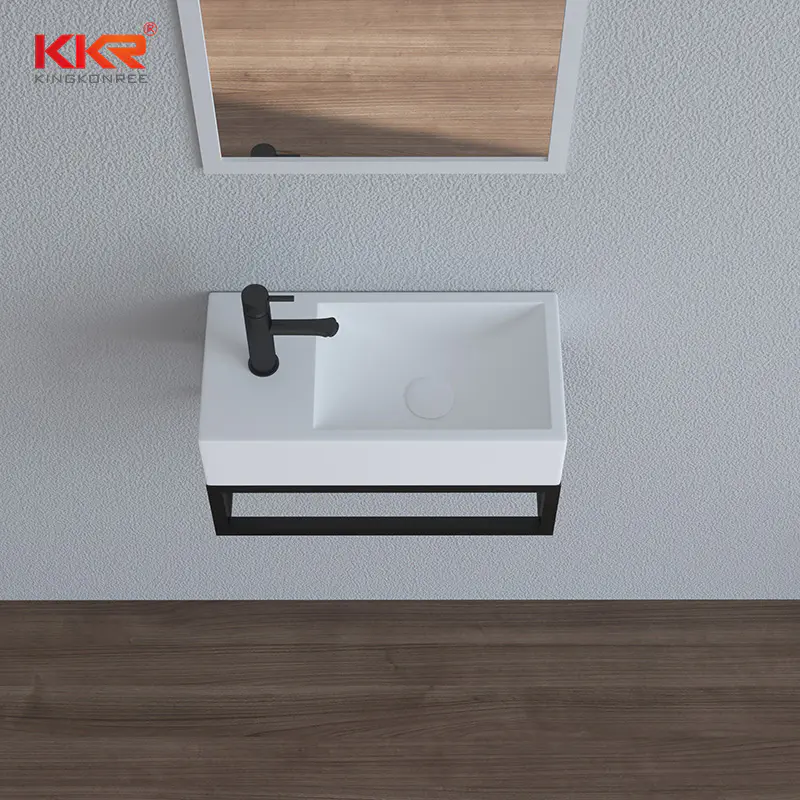 Solid Surface Hand Wash Basin Wall Hung Mounted Vanity Basin For Bathroom KKR-1119