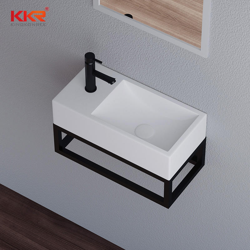 Solid Surface Hand Wash Basin Wall Hung Mounted Vanity Basin For Bathroom KKR-1119